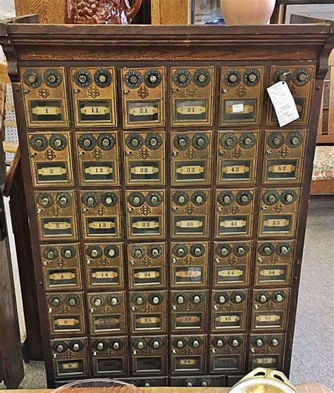 small vintage wooden box with metal inside|old wooden post office boxes.